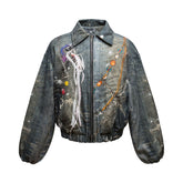 Men's insulated short and wide jacket in American style with cotton lining